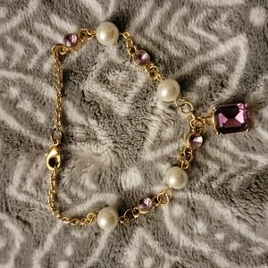 Purple and pearl gold bracelet / anklet